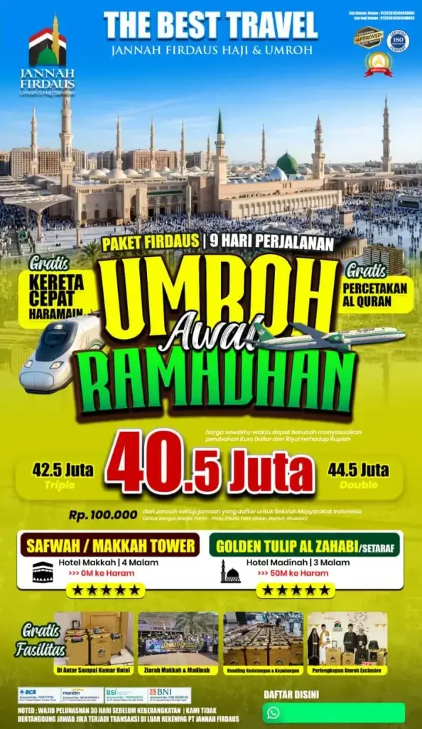 Umroh Awal Ramadhan Firdaus – 9 Hari