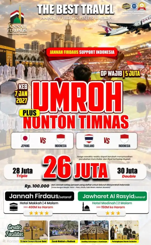 Umroh Plus Nonton Timnas – 9 Hari
